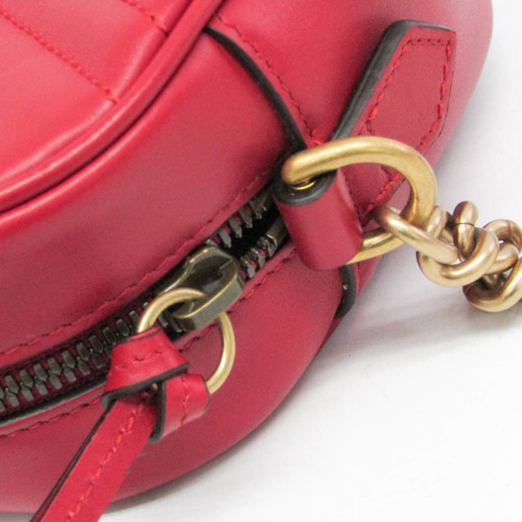 GUCCI Authentic Red Leather GG Marmont Shoulder Bag main image 6